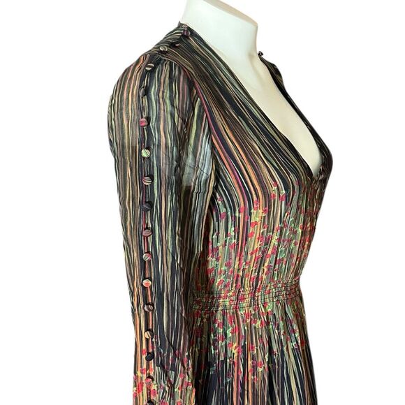 Ecru Connelly Long Sleeve Smocked Waist MIDI open Button Sleeves Dress Sz XS - Picture 5 of 11